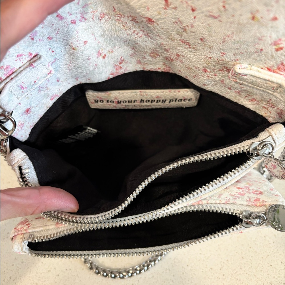 NWOT BCBGeneration Clutch Purse Shoulder Bag Chain Strap White Pink Leather - Picture 10 of 11